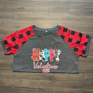 Womens Valentines Plaid Pattern Sleeve